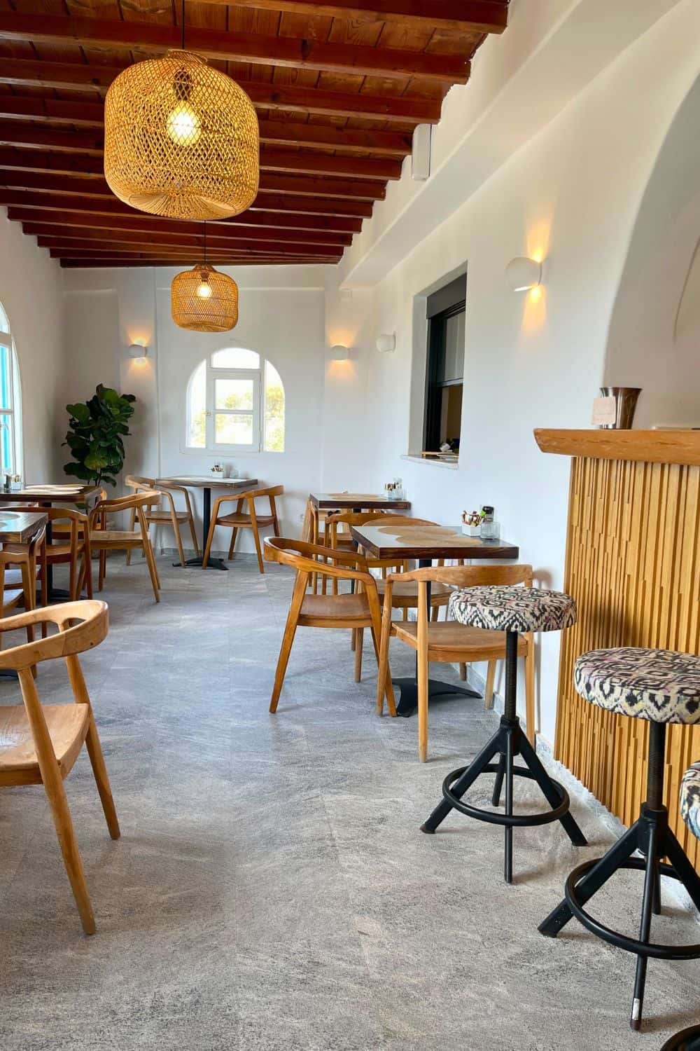 Breakfast room at Hotel Madalena in Mykonos. 